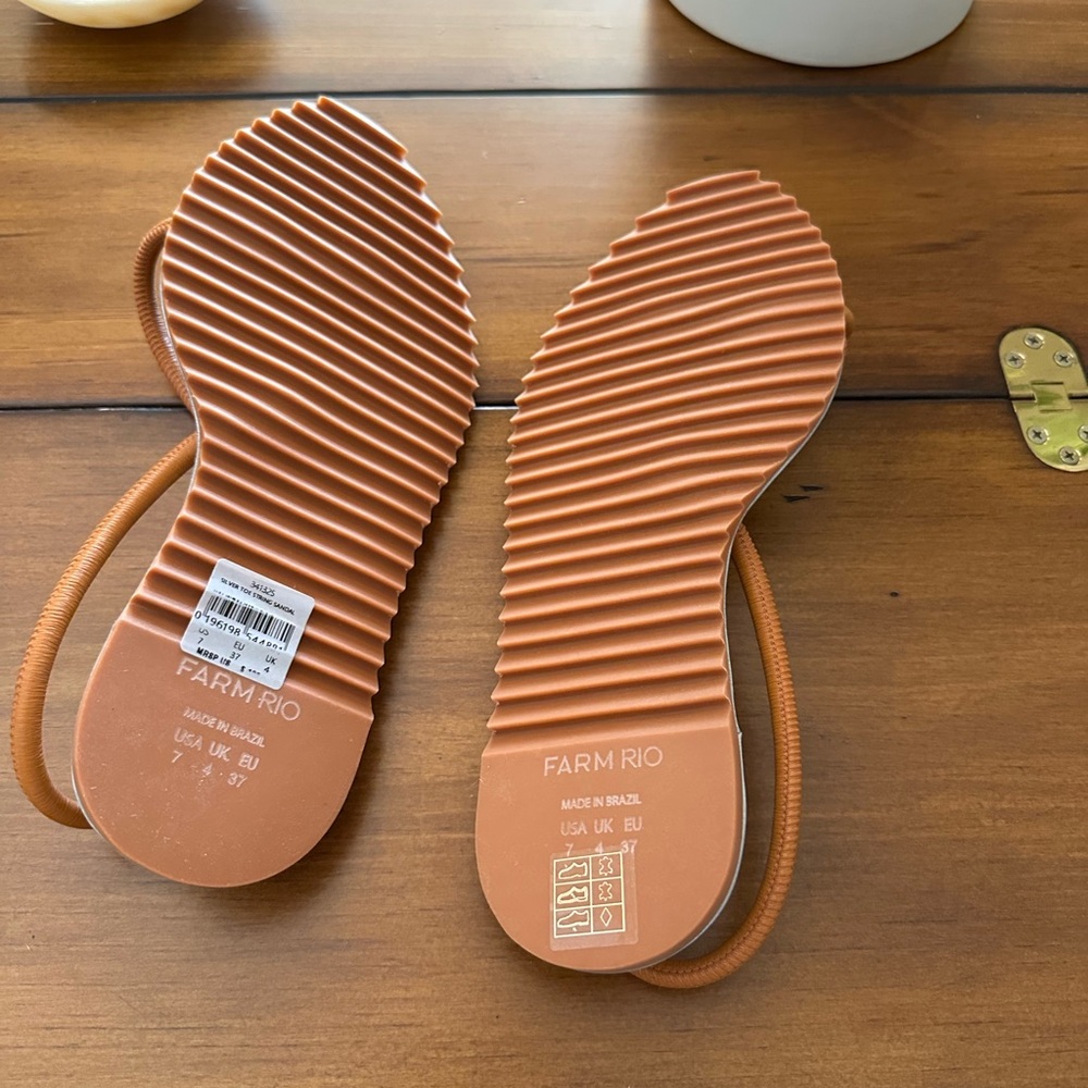 FARM Rio Metallic Silver and Tan Sandals - Picture 3 of 4